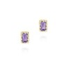 Pendientes con amatista rectangular en baño de oro 18k