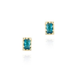 Pendientes con apatita rectangular en baño de oro 18k