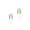Pendientes con topacio azul rectangular en baño de oro 18k