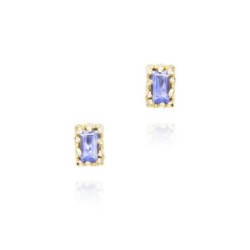 Rectangular iolite earrings in 18k gold vermeil