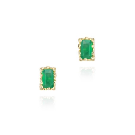 Rectangular green onyx earrings in 18k gold vermeil