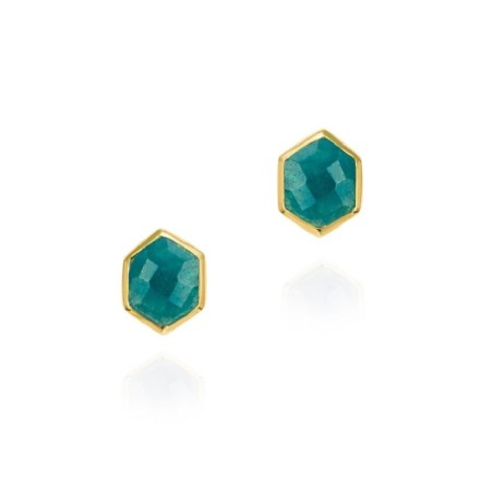 Pendientes de Apatita hexagonal con baño de oro 18k