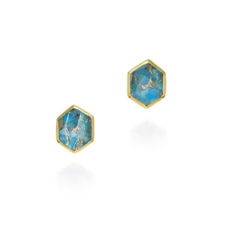 Hexagonal Turquoise Earrings with 18k Gold Vermeil
