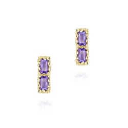 Pendientes midi con amatista rectangular en baño de oro 18k