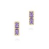 Pendientes midi con amatista rectangular en baño de oro 18k