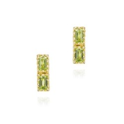 Pendientes midi con olivino rectangular en baño de oro 18k