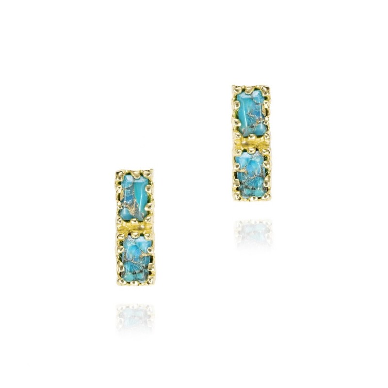 Midi rectangular turquoise earrings in 18k gold vermeil