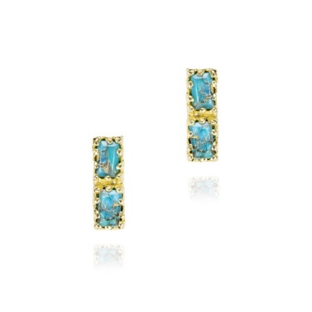 Midi rectangular turquoise earrings in 18k gold vermeil