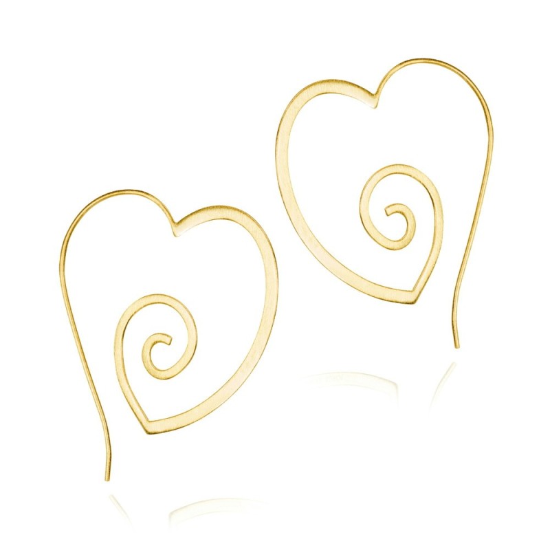 Pendientes corazón de plata con baño de oro 18k