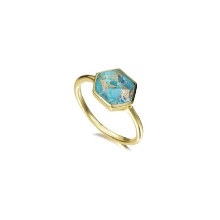 Hexagonal Turquoise Ring with 18k Gold Vermeil