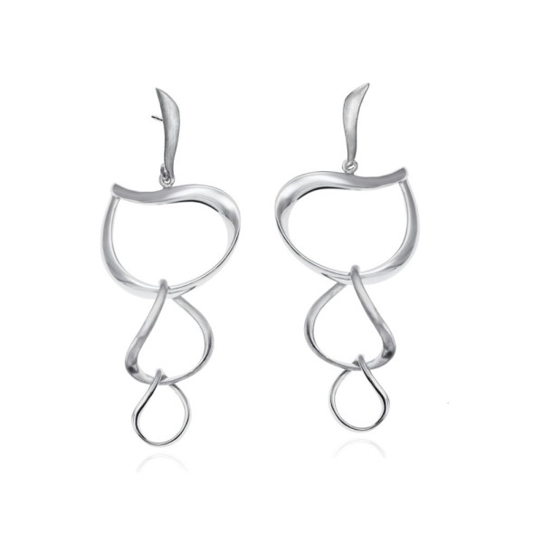 Pendientes largos orgánicos de plata de ley 925