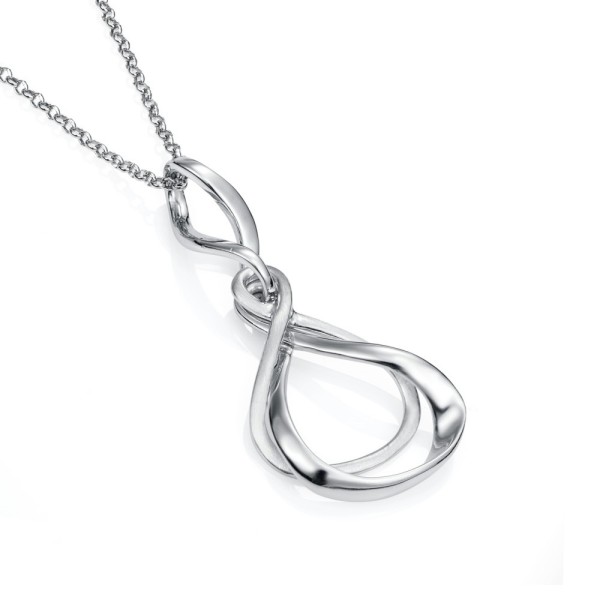 Intertwined organic pendant in sterling silver 925