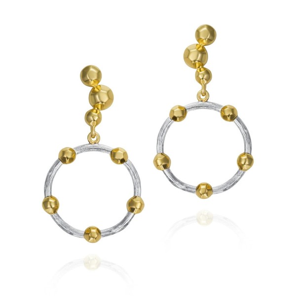 Circular drop 18k gold vermeil silver earrings