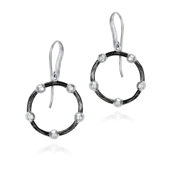 Hook silver earrings with black rhutenium plating