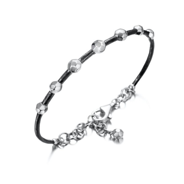 Rigid silver bracelet with black rhutenium plating