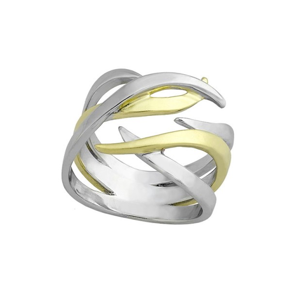 Anillo ROOTS de Plata. Baño de Oro 18k