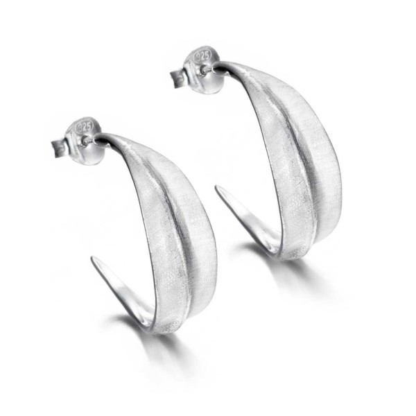 Pendientes de aro con hoja de plata de ley 925