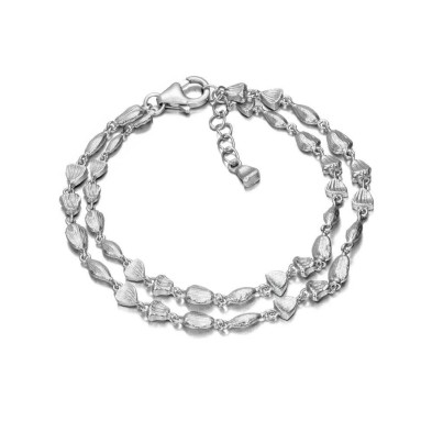 Pulsera doble de textura irregular en plata de ley 925