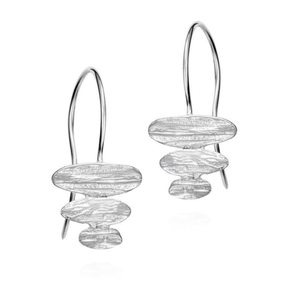 Hook earrings with multiple organic shapes in sterling silver 925