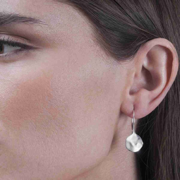 Organic drop hook earrings in sterling silver 925