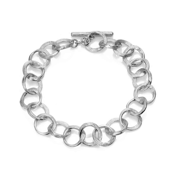 Pulsera de eslabones circulares de plata de ley 925