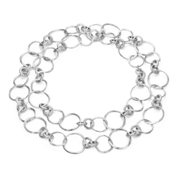 Long mixed link necklace in sterling silver 925