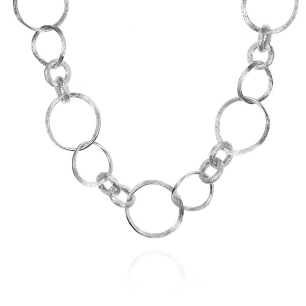 Long mixed link necklace in sterling silver 925