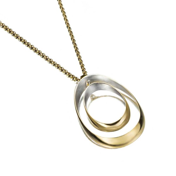 Double circle 18k gold vermeil silver pendant