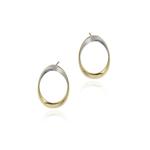 Oval circle 18k gold vermeil silver earrings