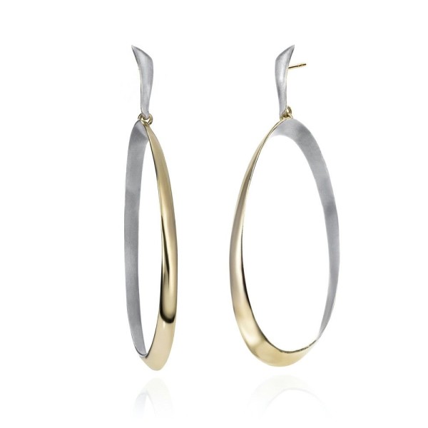 Long oval 18k gold vermeil silver earrings