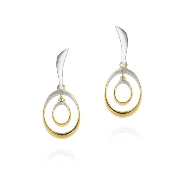 Oval drop 18k gold vermeil silver earrings