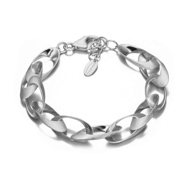 Large elongated link design bracelet in sterling silver