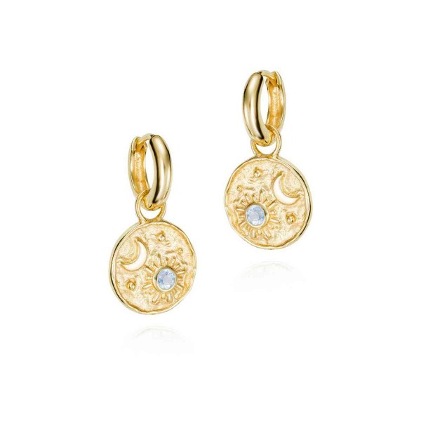 Pendientes con topacio azul de plata con baño de oro 18k
