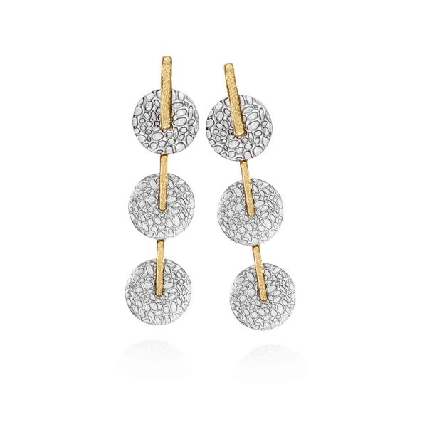Pendientes grandes de plata con baño de oro 18k