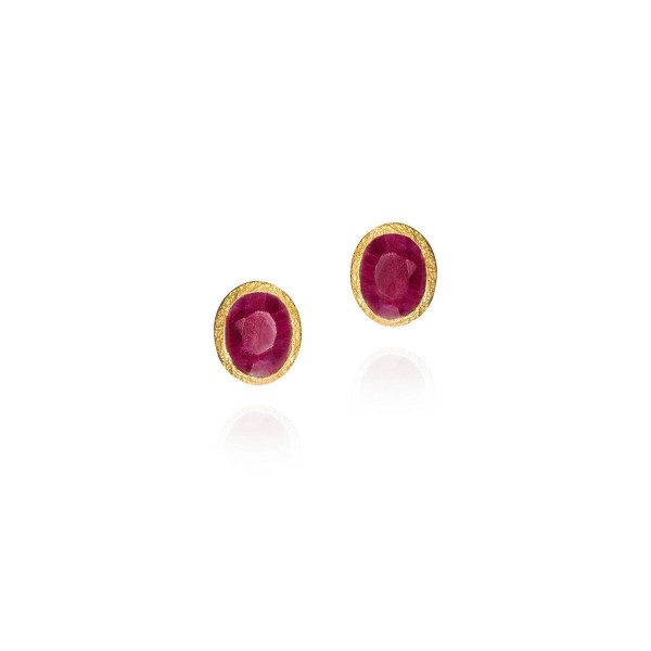 Ruby stud earrings in sterling silver with 18k gold vermeil