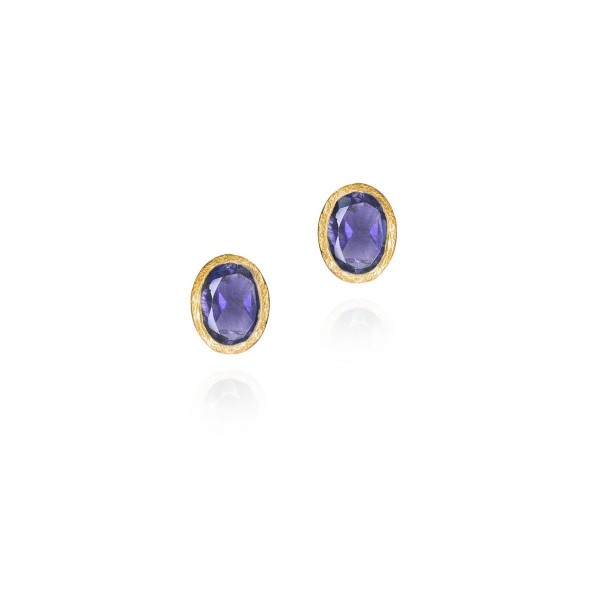 Pendientes con zafiro de plata con baño de oro 18k