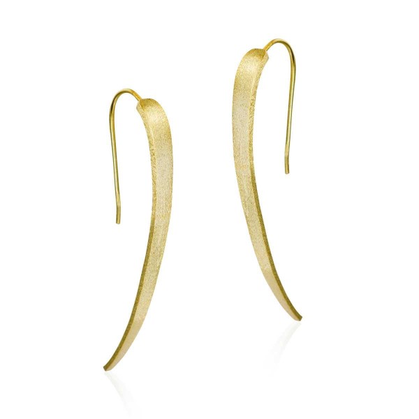 Pendientes largos de plata de ley con baño de oro 18k
