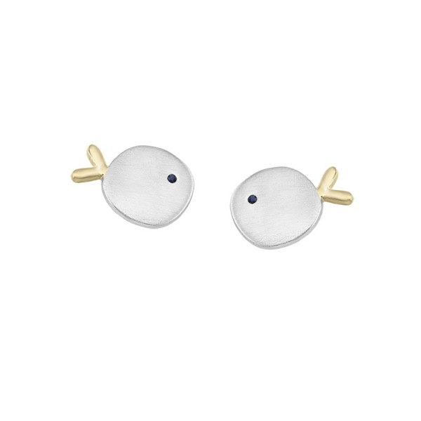 Pendientes pez de plata con baño de oro 18k