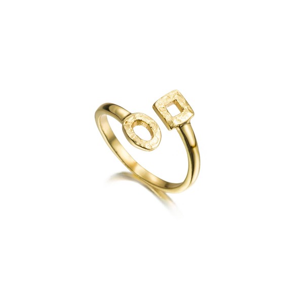Anillo geométrico de plata con baño de oro 18k