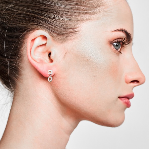 Short geometric earring in 925 sterling silver
