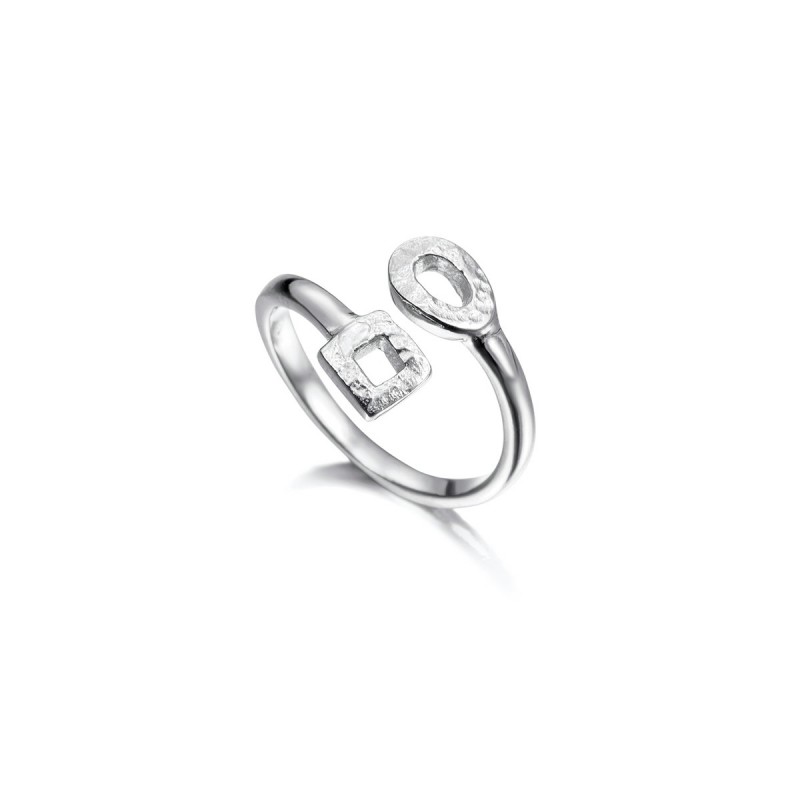 Anillo geométrico de plata de ley 925