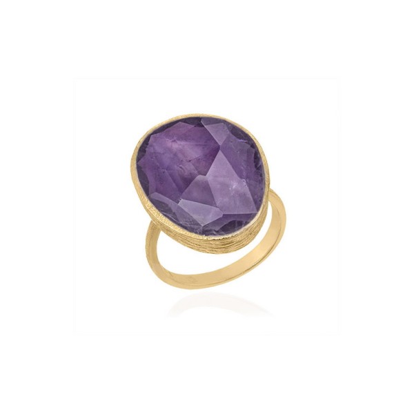Midi ring with faceted amethyst in sterling silver with 18k gold vermeil