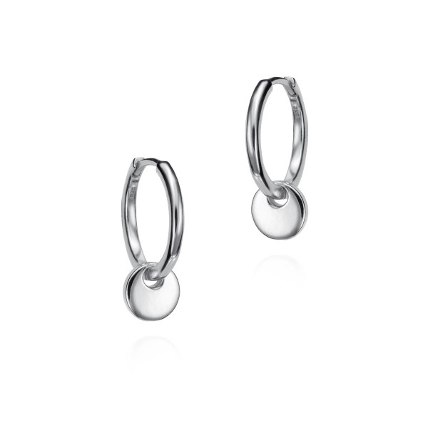 Hoop Earrings with Circle in 925 Sterling Silver