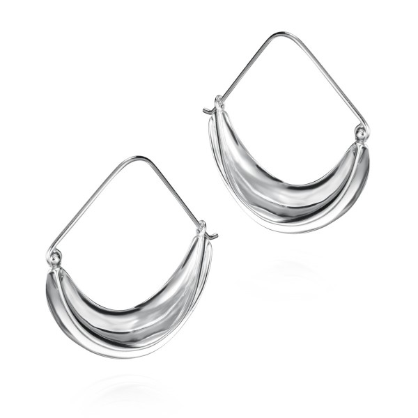 Hook earrings with wavy design in sterling silver 925