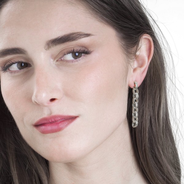 Long link earrings in 925 sterling silver