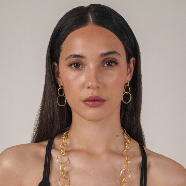 Pendientes de aro de plata de ley con baño de oro 18k