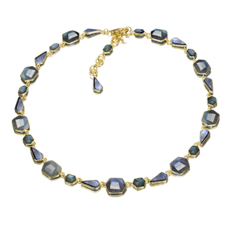 Collar LABRADORITA plata/baño oro