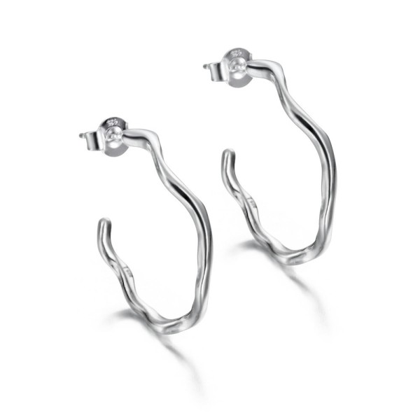 Irregular hoop earrings in sterling silver 925
