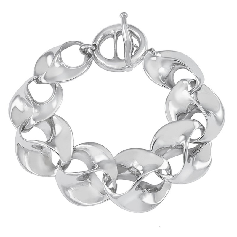 Large link bracelet in sterling silver