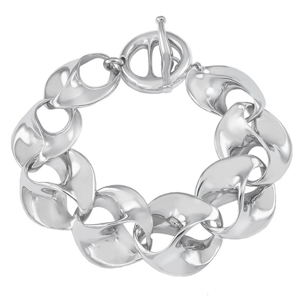 Large link bracelet in sterling silver